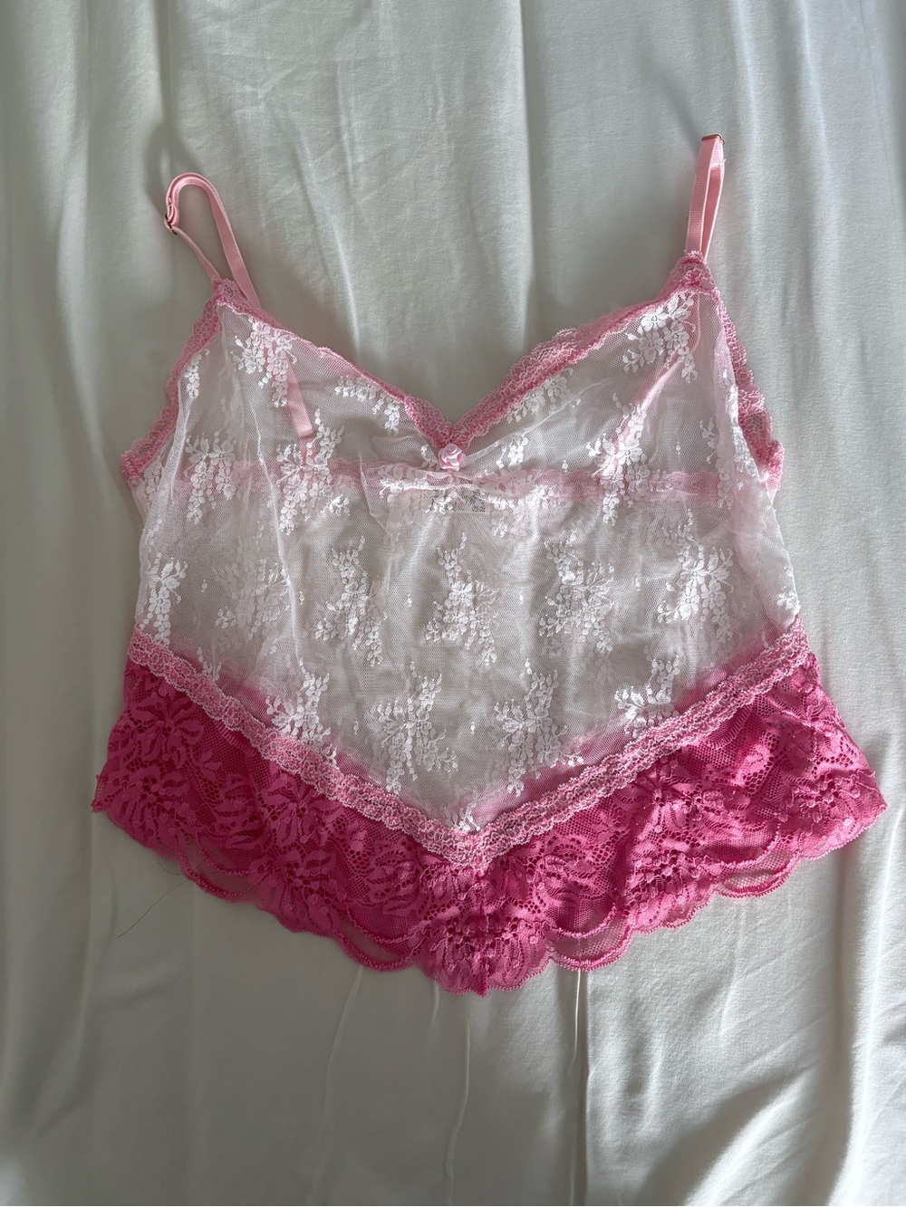 Free People Two-Tone Pink Lace Sheer Camisole